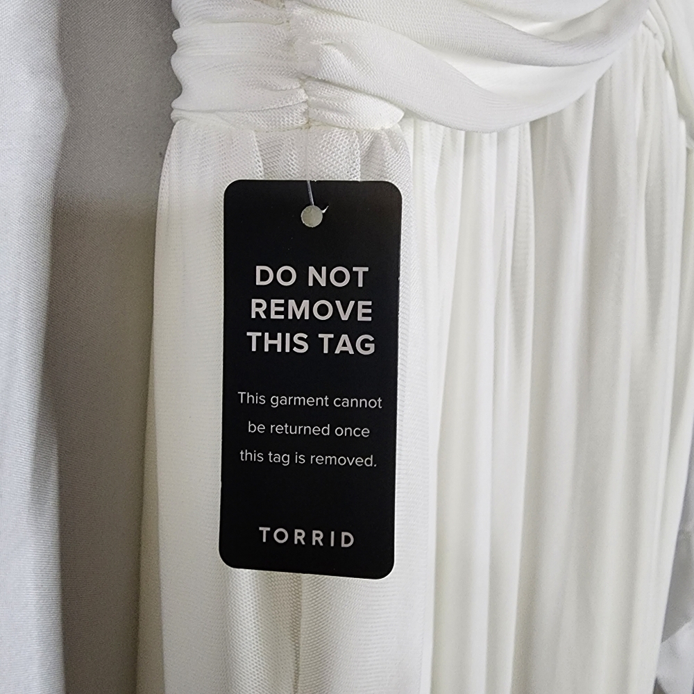 Torrid white Maxi mesh empire waist wedding gown with beaded waistband - Picture 7 of 17